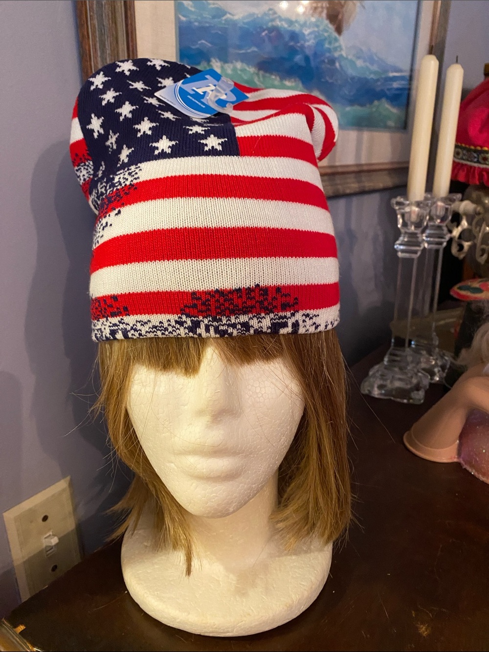 V! R headwear Patriotic Knit Beanie. Red White Blue.OS. Unbranded Acrylic